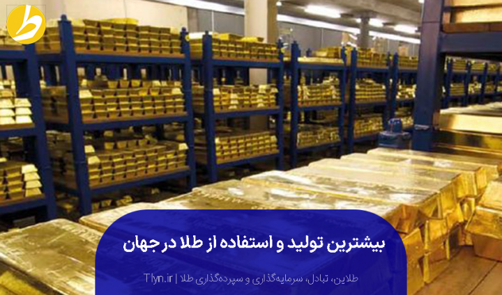 بیشترین تولید و استفاده طلا در جهان